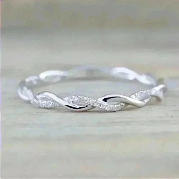 Twisted Eternity Sterling Silver Diamond Ring - Picture 1 of 5